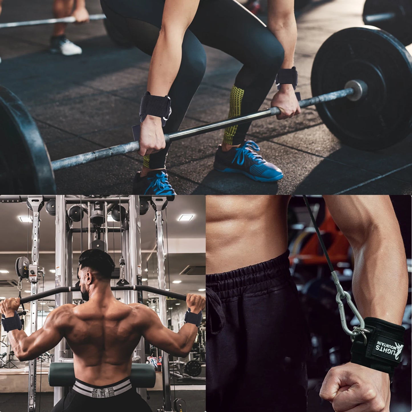 Weight Lifting Straps with Cuffed D Ring, Wrist Support Heavy Duty Neoprene Cuffs with Double D-Rings for Cable Pulley Workouts