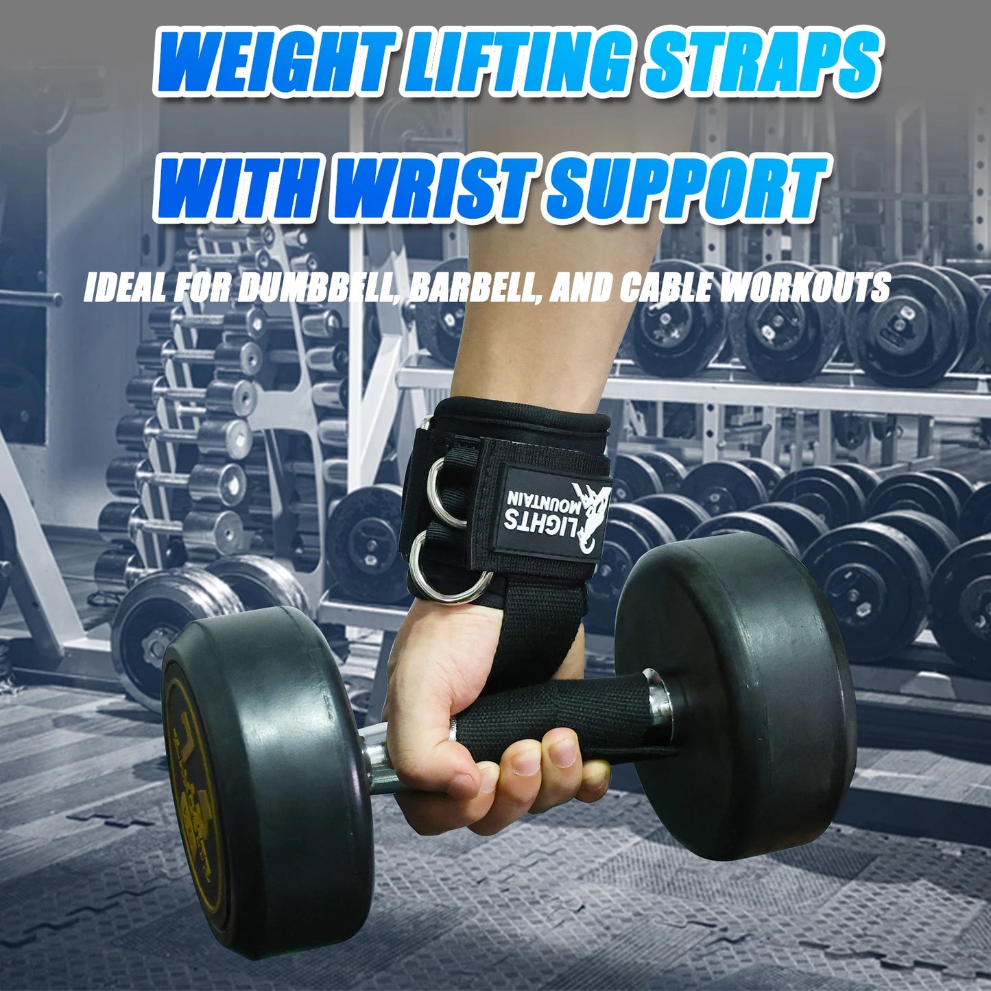 Weight Lifting Straps with Cuffed D Ring, Wrist Support Heavy Duty Neoprene Cuffs with Double D-Rings for Cable Pulley Workouts