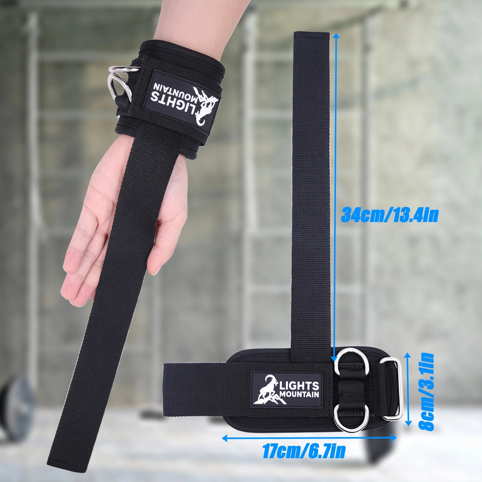 Weight Lifting Straps with Cuffed D Ring, Wrist Support Heavy Duty Neoprene Cuffs with Double D-Rings for Cable Pulley Workouts