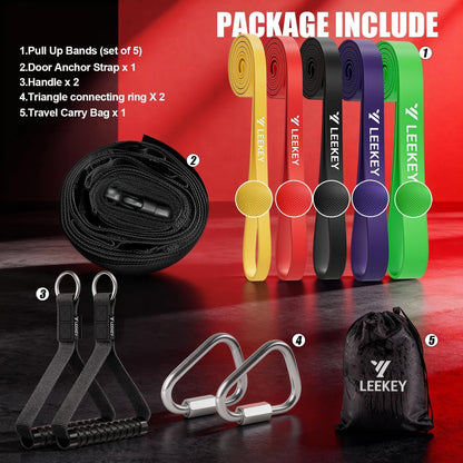 Pull up Assistance Bands,5-125Lb Resistance Bands with Grip、Door Anchor、Gym Bag - Exercise Bands for Full-Body Training, Fitness, Physical Therapy -USA Original Patent