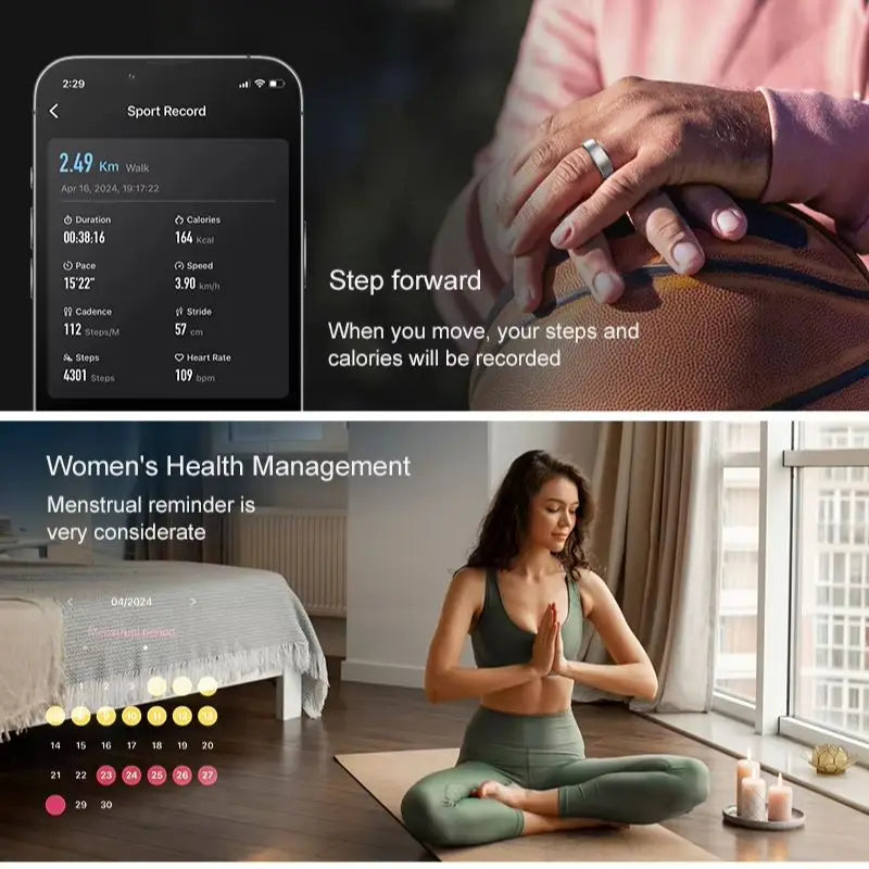 R10 Smart Ring with Charging Dock Men Women Health Sleep Heart Rate Monitoring IP68 & 5ATM Waterproof Multi-Sport Mode